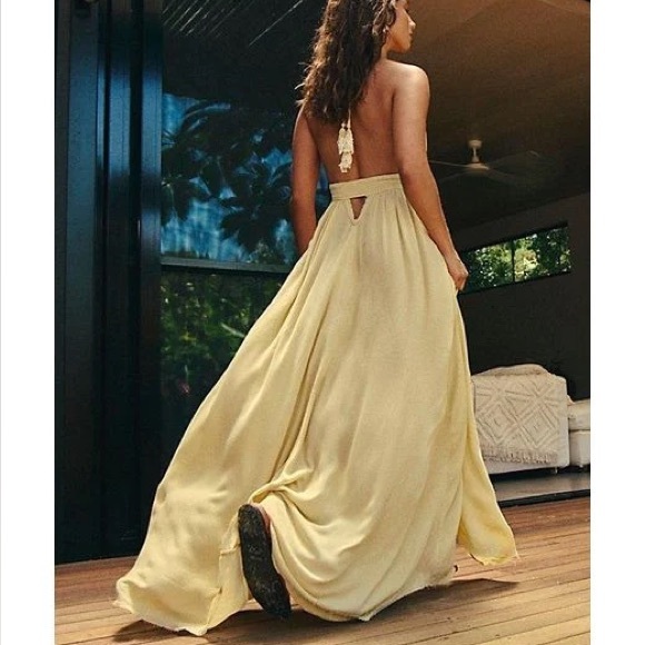 NWT Free People Look Into the Sun Maxi Dress in Lemongrass, Sz. S - Picture 4 of 11